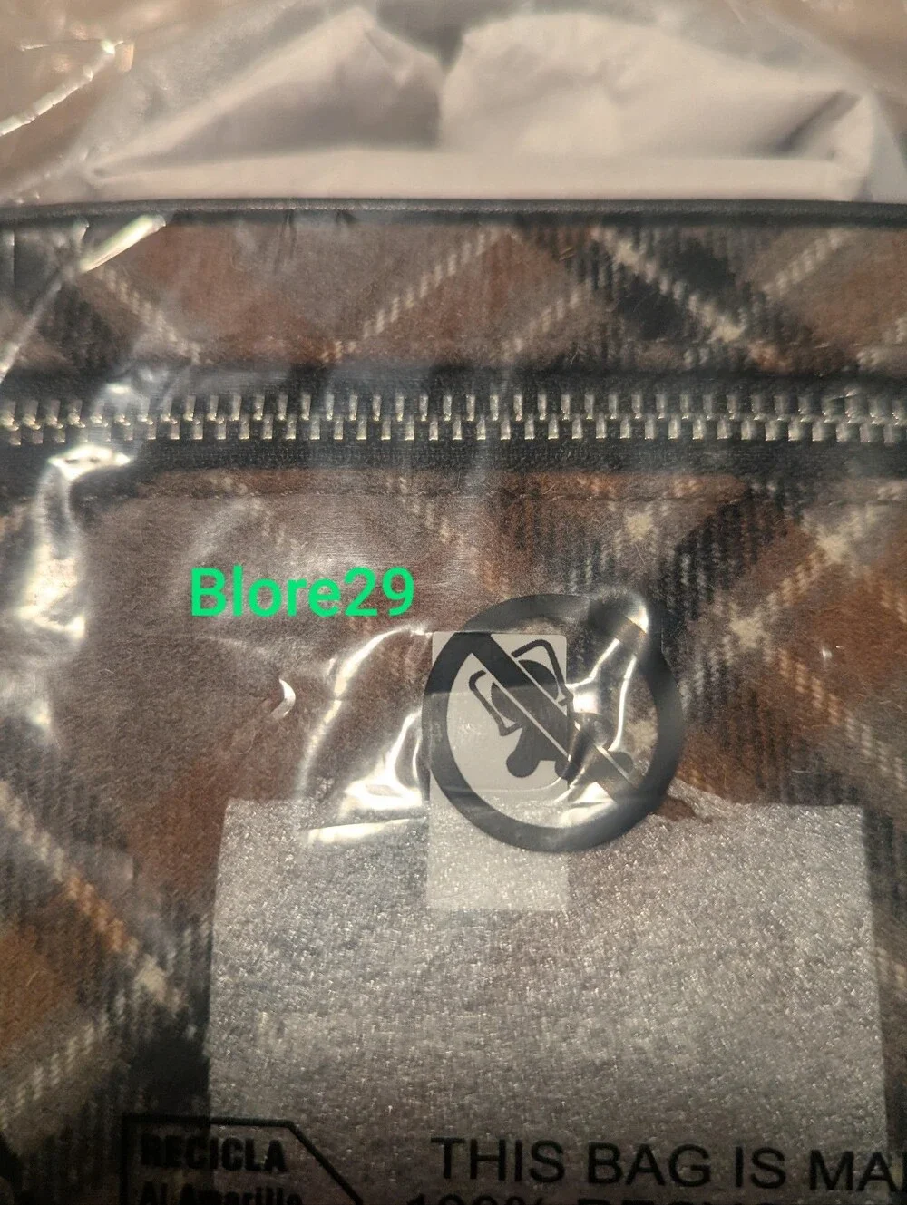 NWT Michael Kors Vivi Small Plaid Print Wool Vanity AND THREE charms.